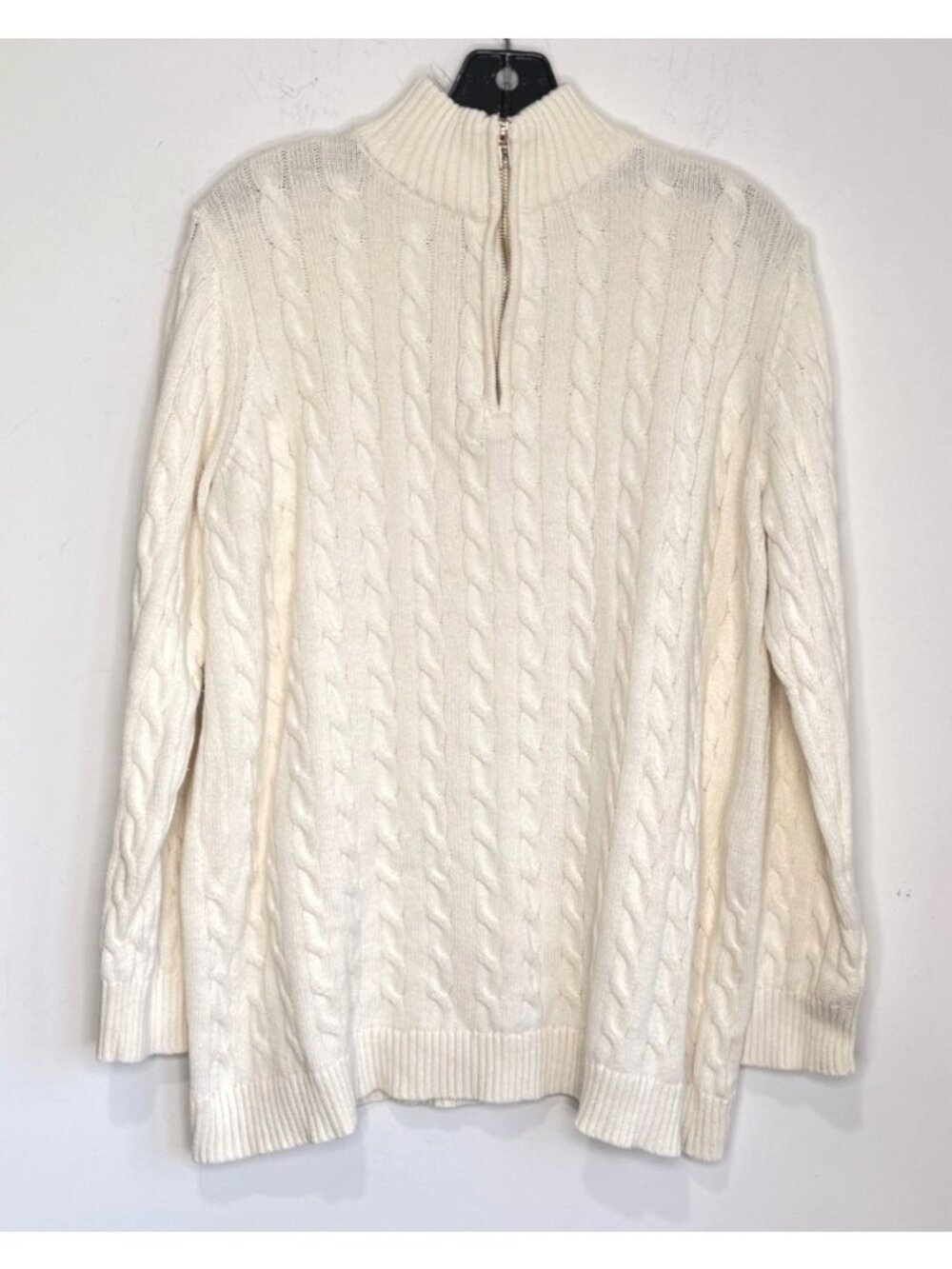 Woman Within Cable Knit Half Zip Sweater Ivory Plus Size 18/20